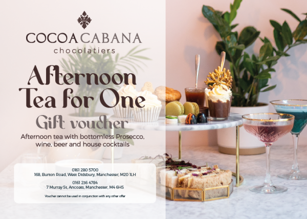 Cocoa Cabana vouchers - afternoon tea with bottomless Prosecco